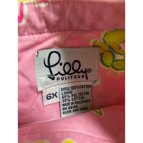 Lilly Pulitzer Girls Dress‎ Retro Floral Pink Green Shift Bright Summer Size 6 - Picture 2 of 6